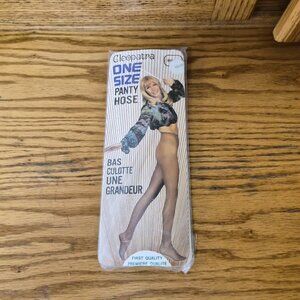 VTG 1970s Cleopatra Navy Pantyhose • Made in Canada OS Retro Graphics Grannycore
